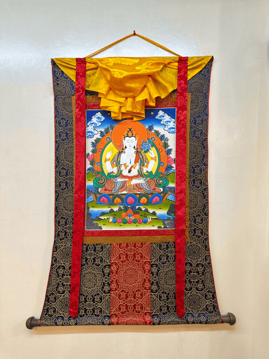 Chenrezig Thangka With Brocade