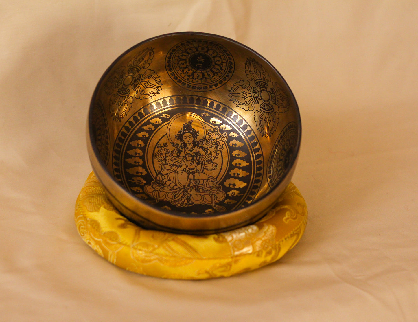 Green Tara Engraved Singing Bowl