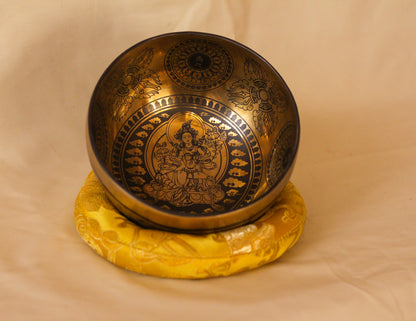Green Tara Engraved Singing Bowl