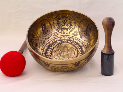 Green Tara Engraved Singing Bowl