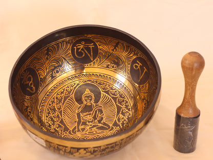 Buddha Engraved Singing Bowl (Black)