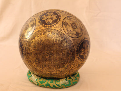 Mahakala & Green Tara Engraved Singing Bowl