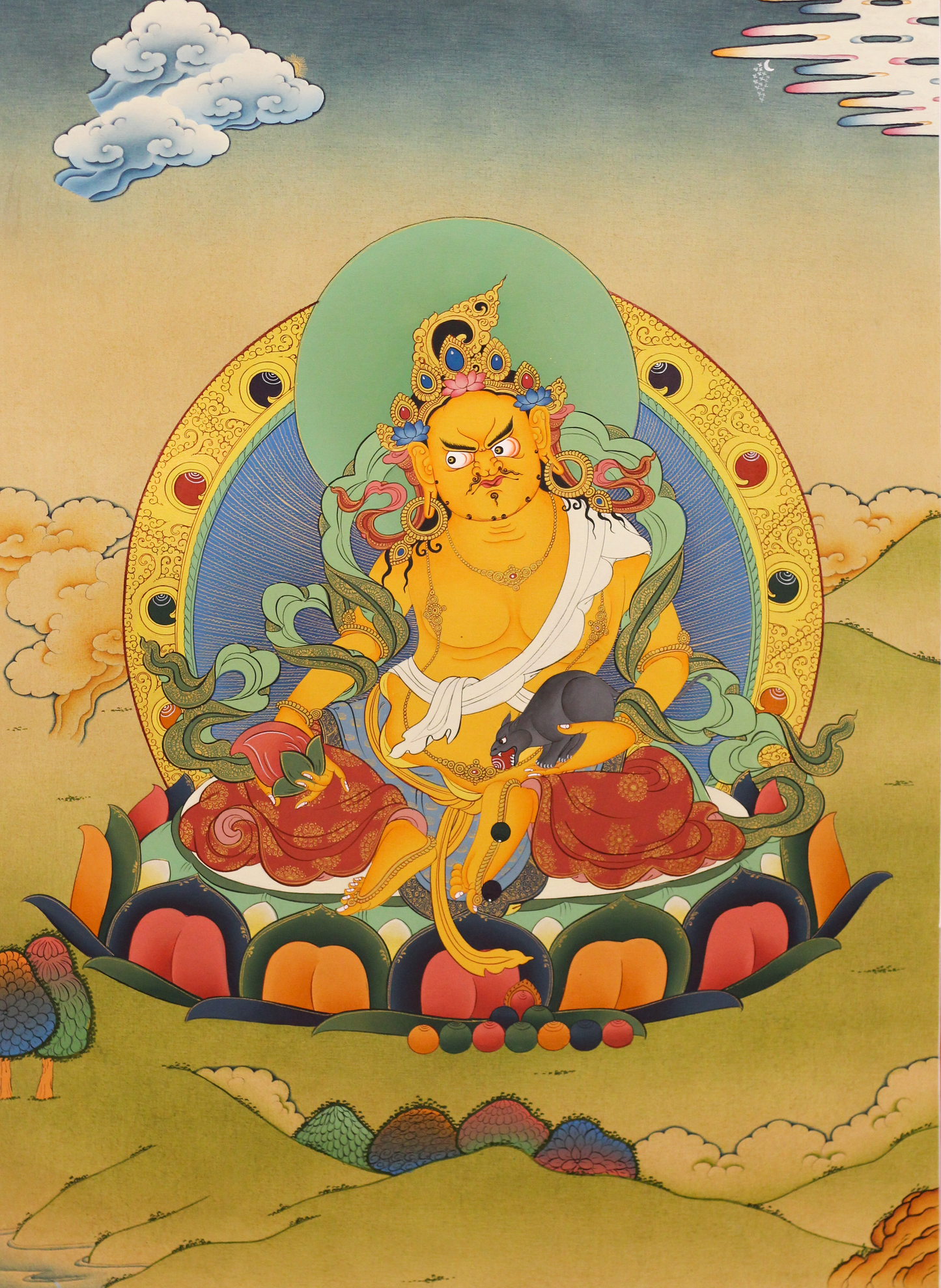 Tibetan Wealth Deity | Jambala Thangka Painting