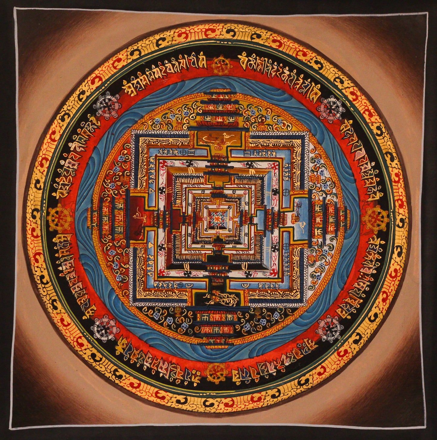 Hand-Painted Kalachakra Mandala | Traditional Tibetan Thangka Art