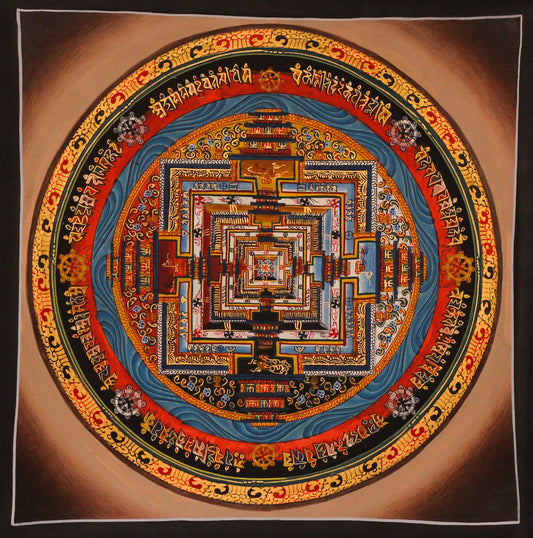 Hand-Painted Kalachakra Mandala | Traditional Tibetan Thangka Art
