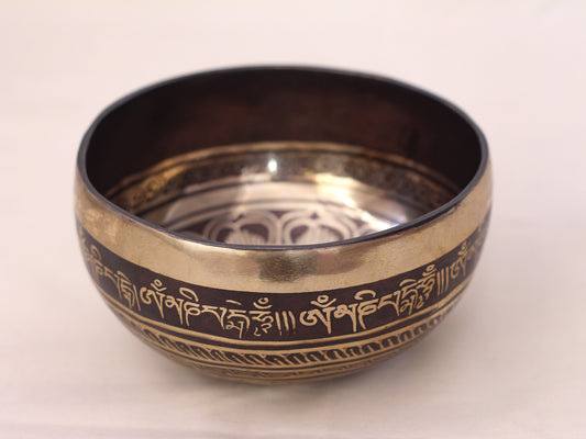 Lotus Mantra Engraved Singing Bowl