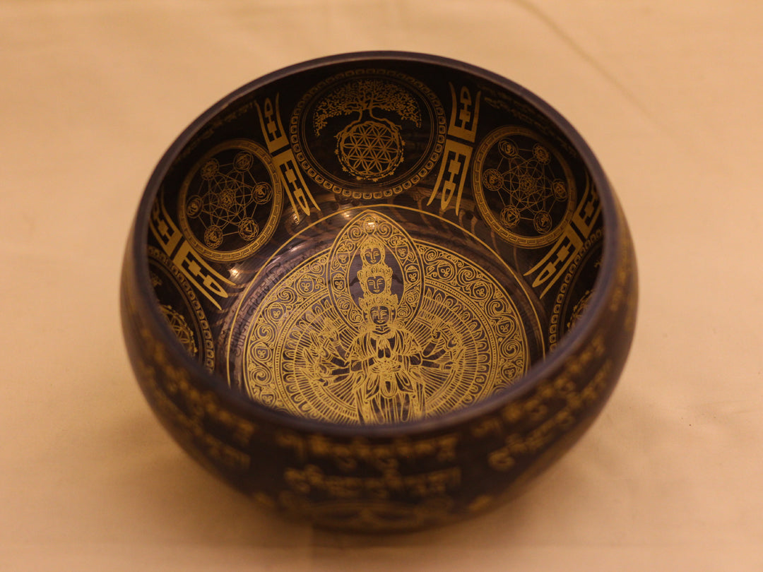 Avalokiteshvara Engraved Singing Bowl (Machine Made)