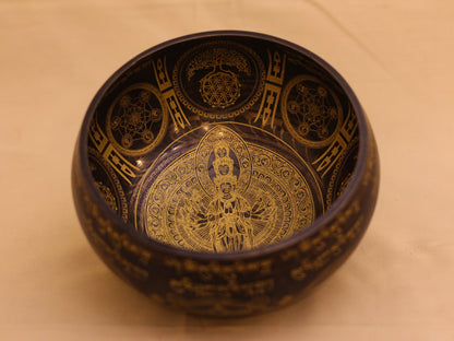 Avalokiteshvara Engraved Singing Bowl (Machine Made)