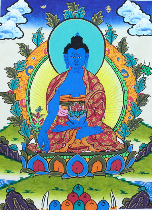 Authentic Medicine Buddha Thangka | Traditional Tibetan Artwork