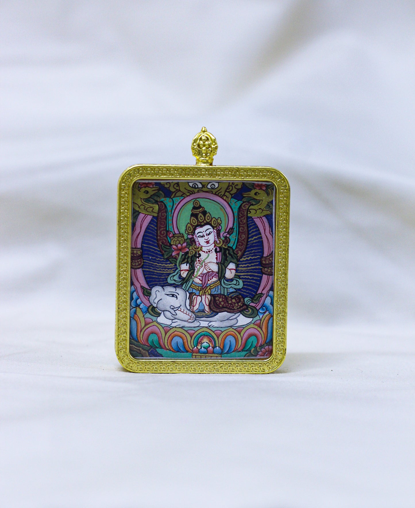 Samantabhadra Bodhisattva Thangka Locket | Tibetan Ghau Thangka