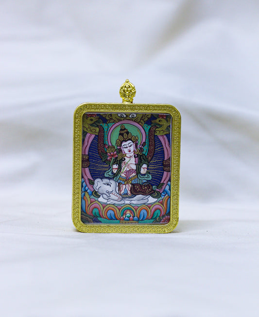 Samantabhadra Bodhisattva Thangka Locket | Tibetan Ghau Thangka