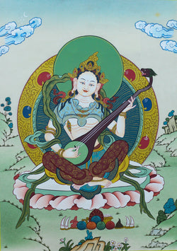 Saraswati Thangka | Hand-Painted Yangchemna Tibetan Art