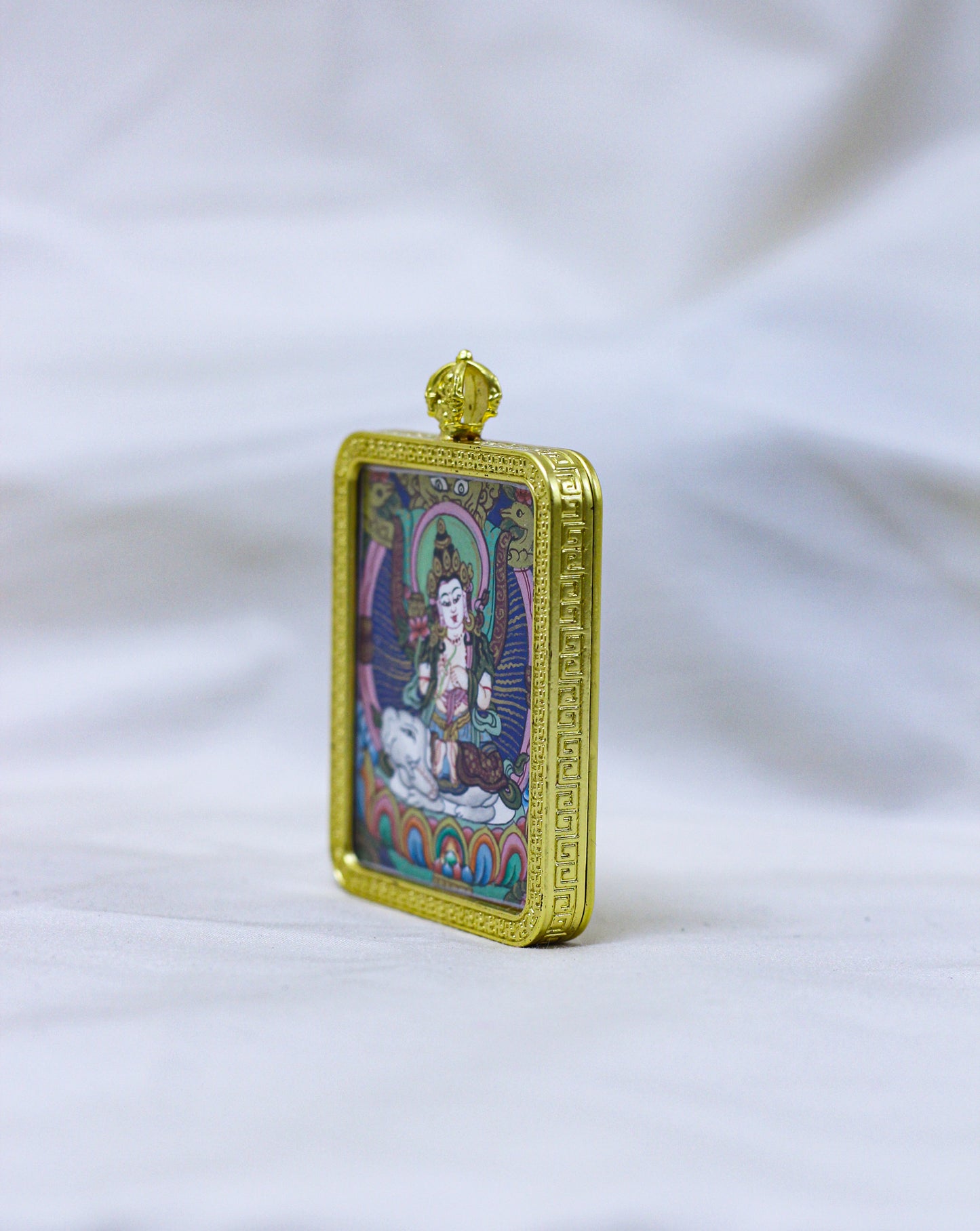 Samantabhadra Bodhisattva Thangka Locket | Tibetan Ghau Thangka