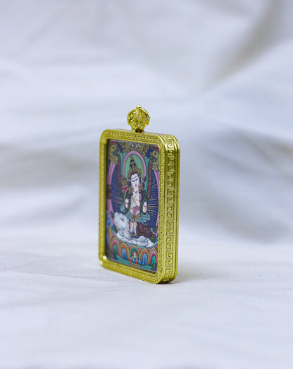 Samantabhadra Bodhisattva Thangka Locket | Tibetan Ghau Thangka