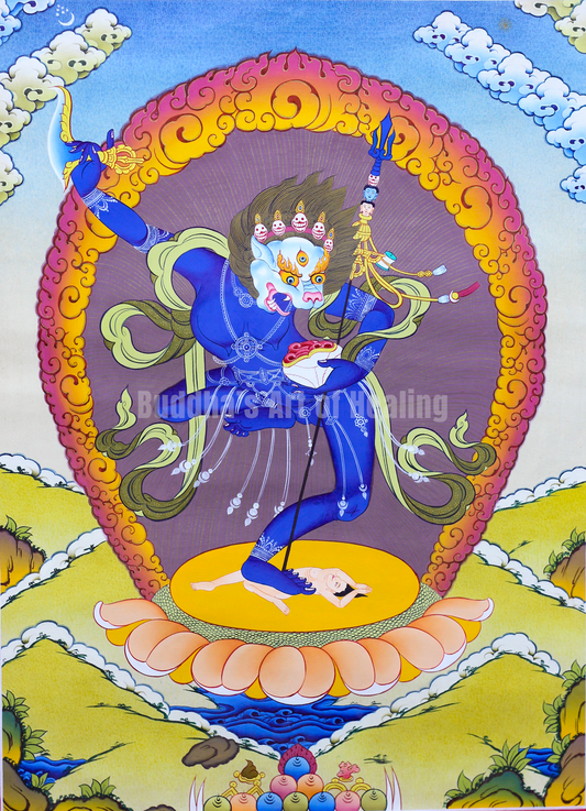 Simhamukha Thangka | Wrathful Lion-Faced Dakini Art