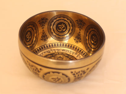 Buddha Engraved Singing Bowl (Flower Patterns)