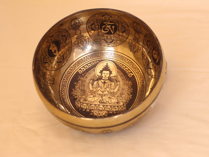 Chenrezig Engraved Singing Bowl