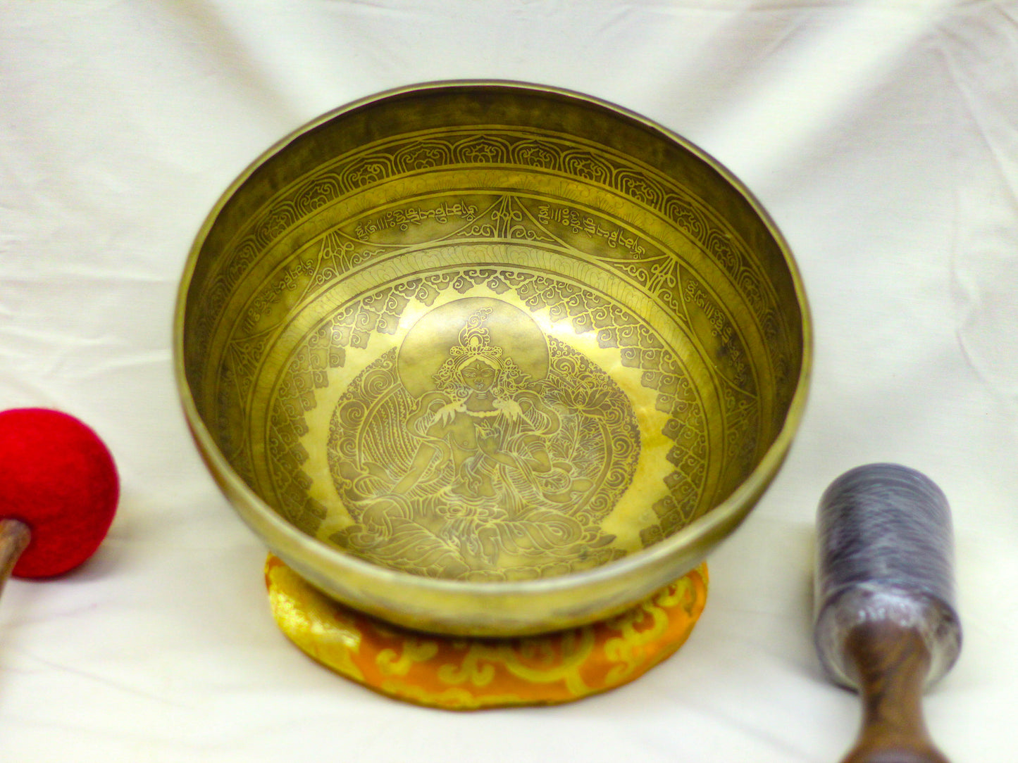 Green Tara Engraved Singing Bowl