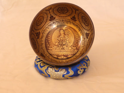 White Tara Engraved Singing Bowl