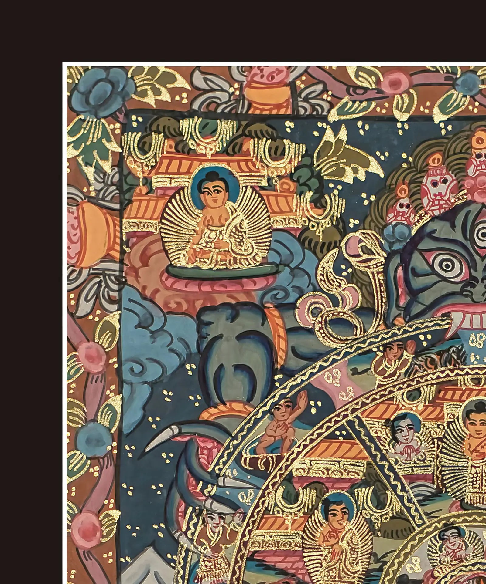 Tibetan Wheel of Life Top Left View