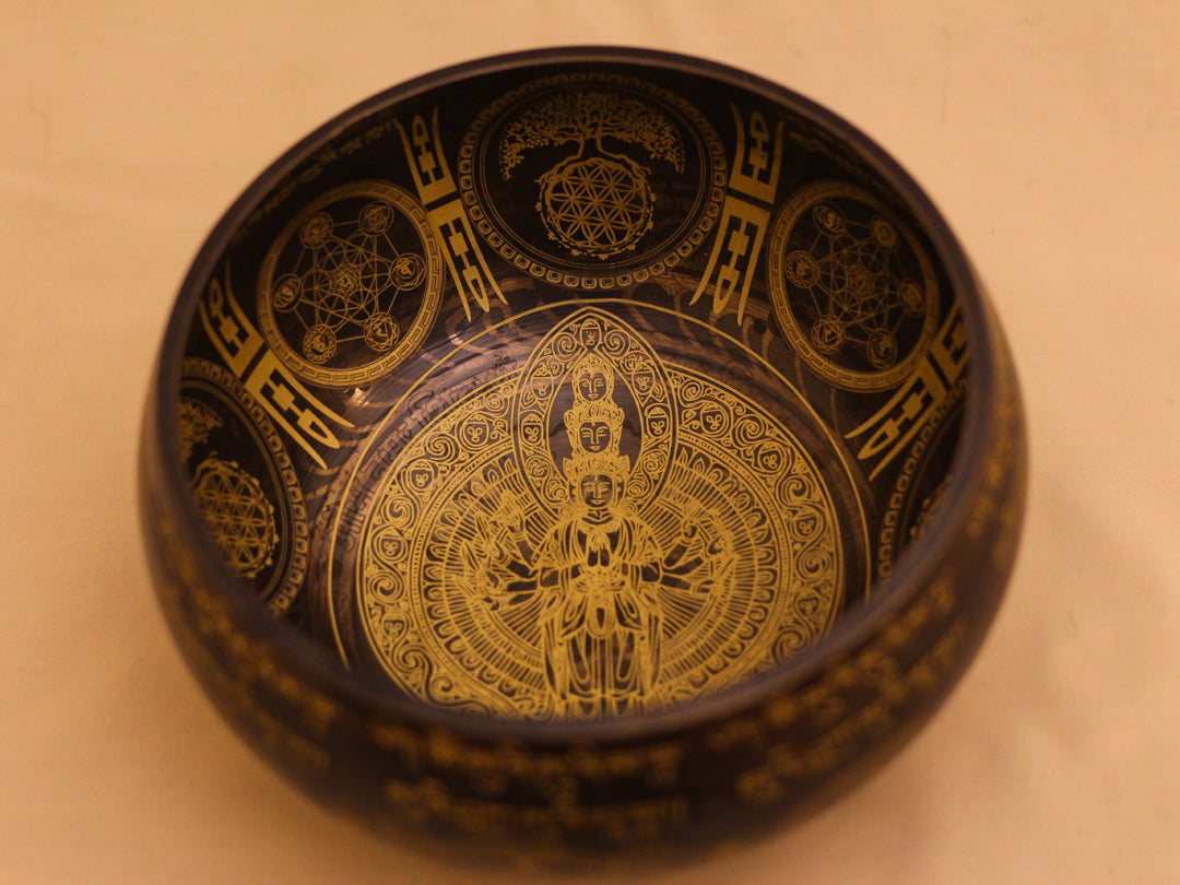 Avalokiteshvara Engraved Singing Bowl (Machine Made)