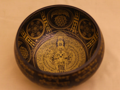 Avalokiteshvara Engraved Singing Bowl (Machine Made)