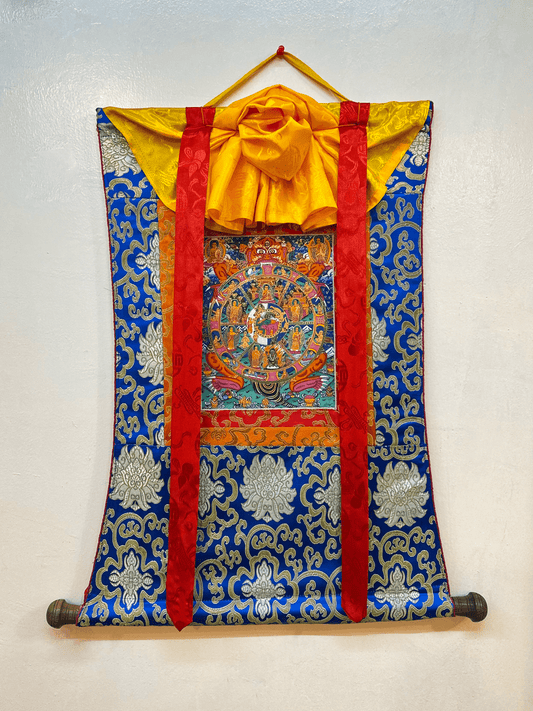 Wheel of Life Thangka with Brocade