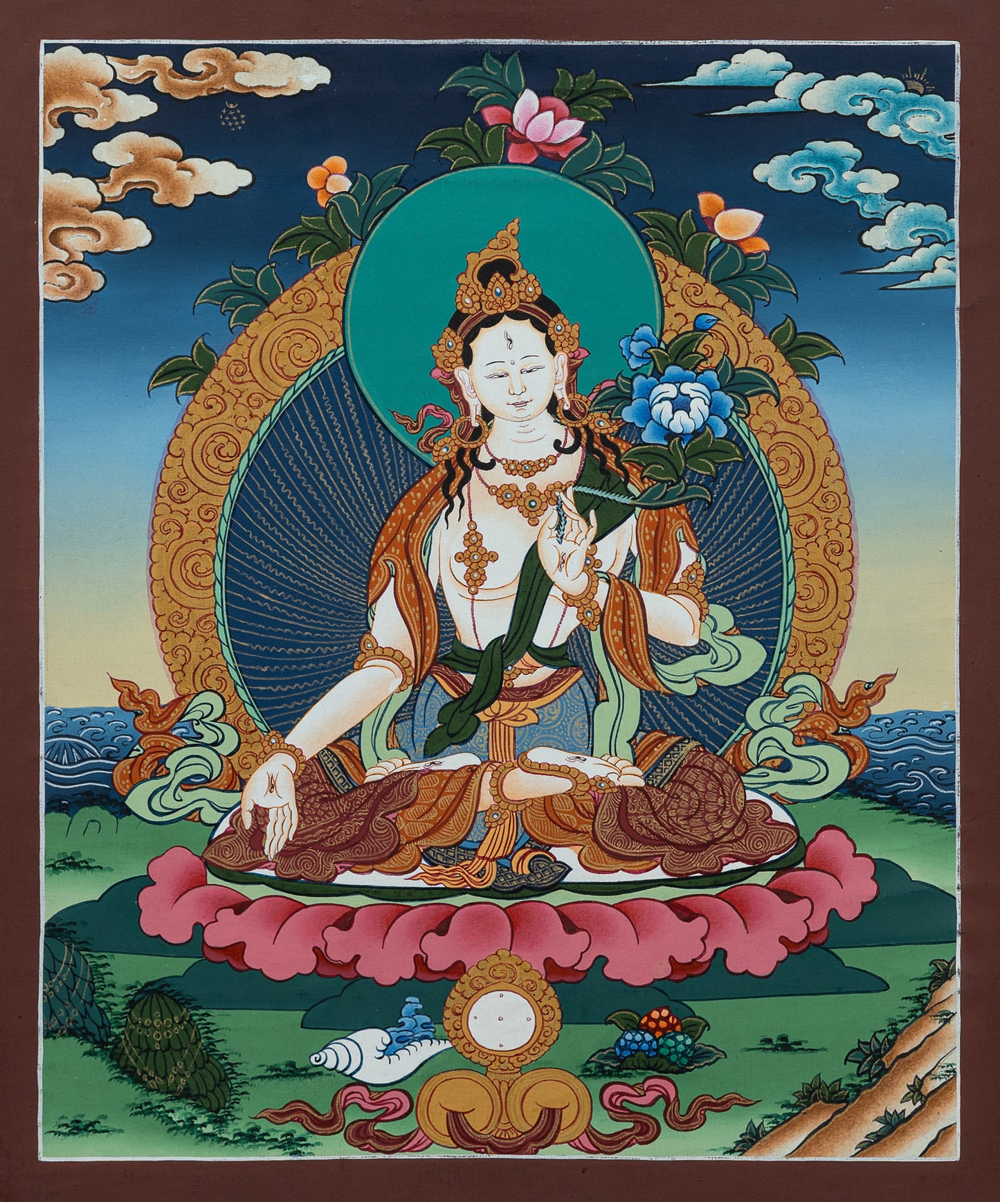 White Tara Thangka Painting