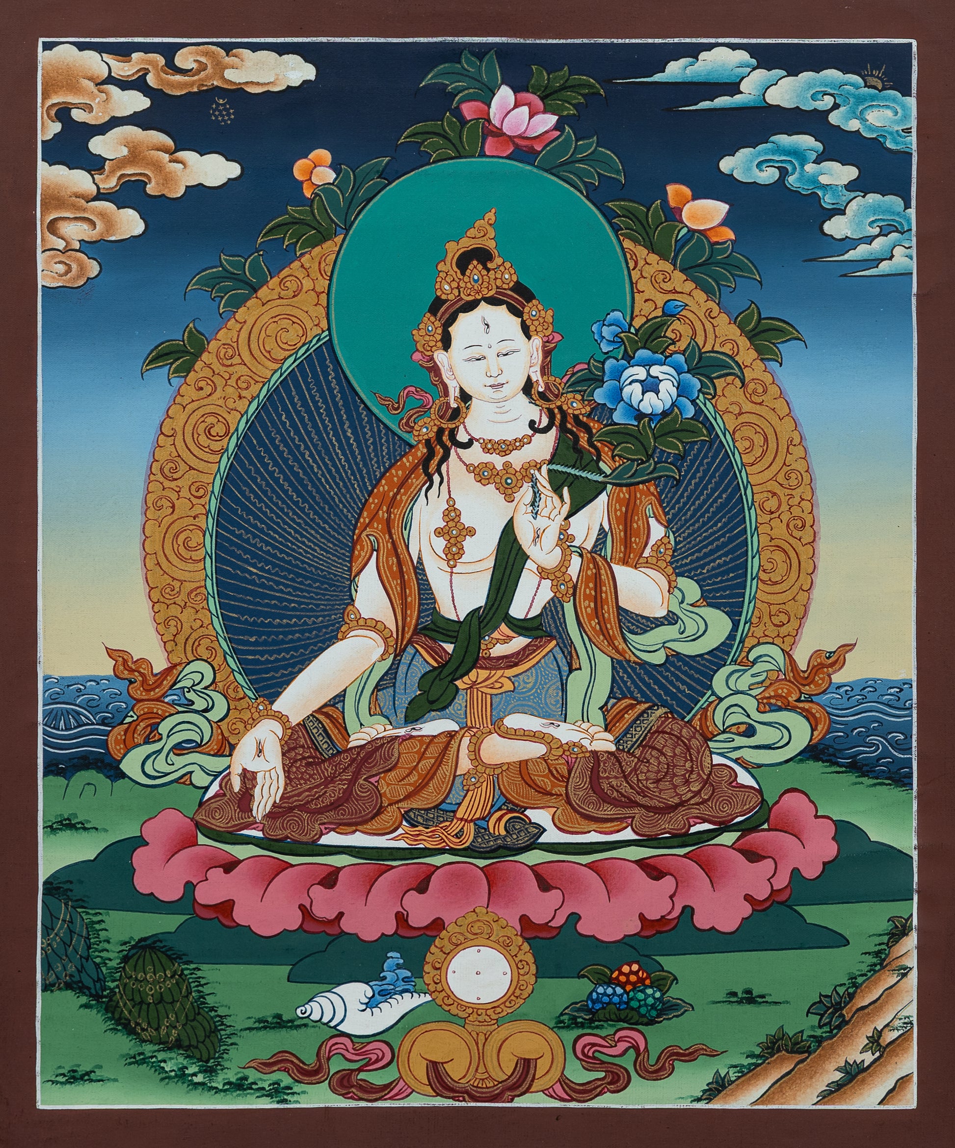 White Tara Thangka Painting