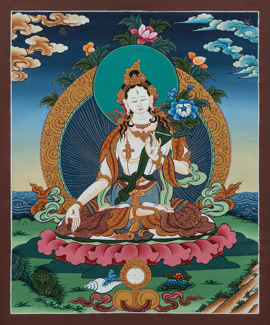 White Tara Thangka Painting