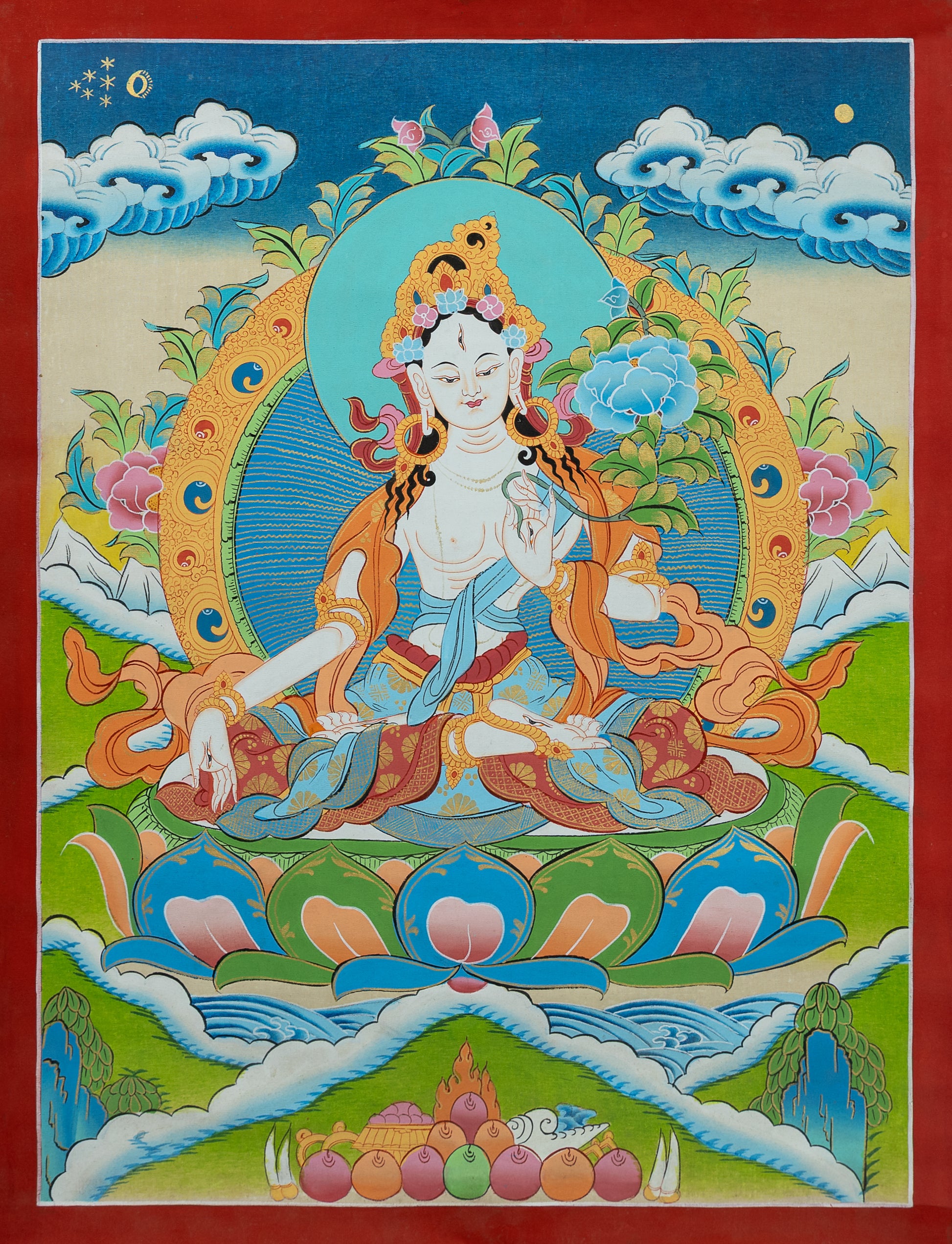 White Tara Thangka Painting