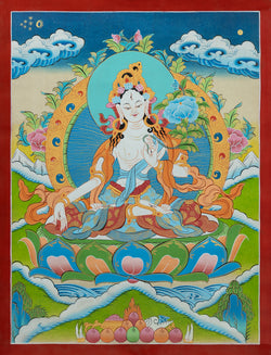 White Tara Thangka - (16" * 21")