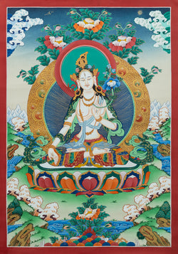 White Tara Thangka - (19" x 20")