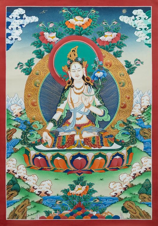 White Tara Thangka Painting