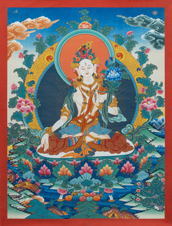 White Tara Thangka - (17" * 23")