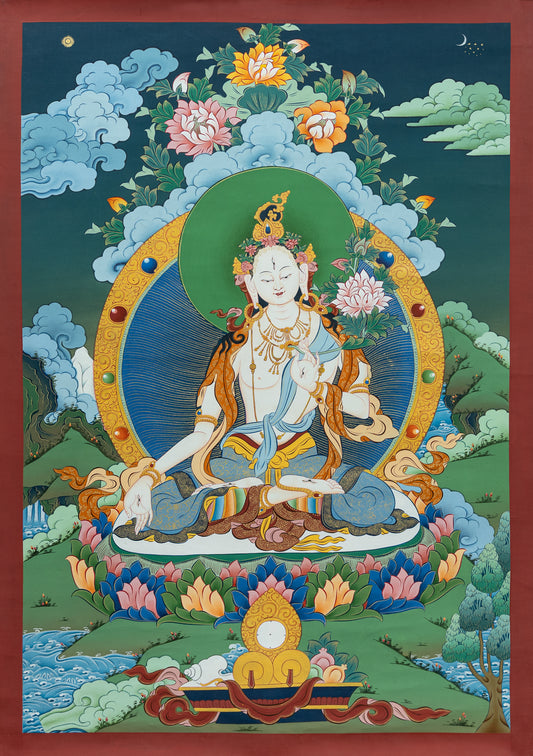 White Tara Thangka Painting