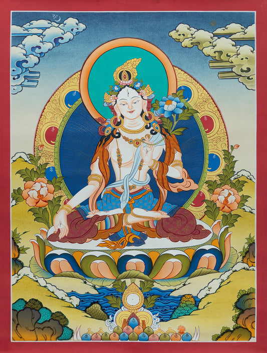 White Tara Thangka Painting