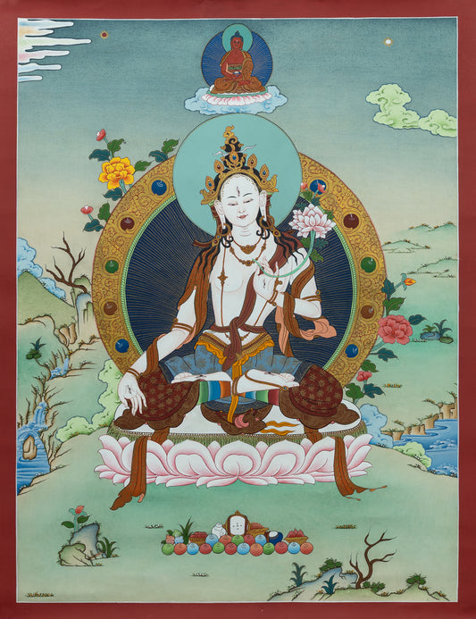 White Tara Thangka Painting