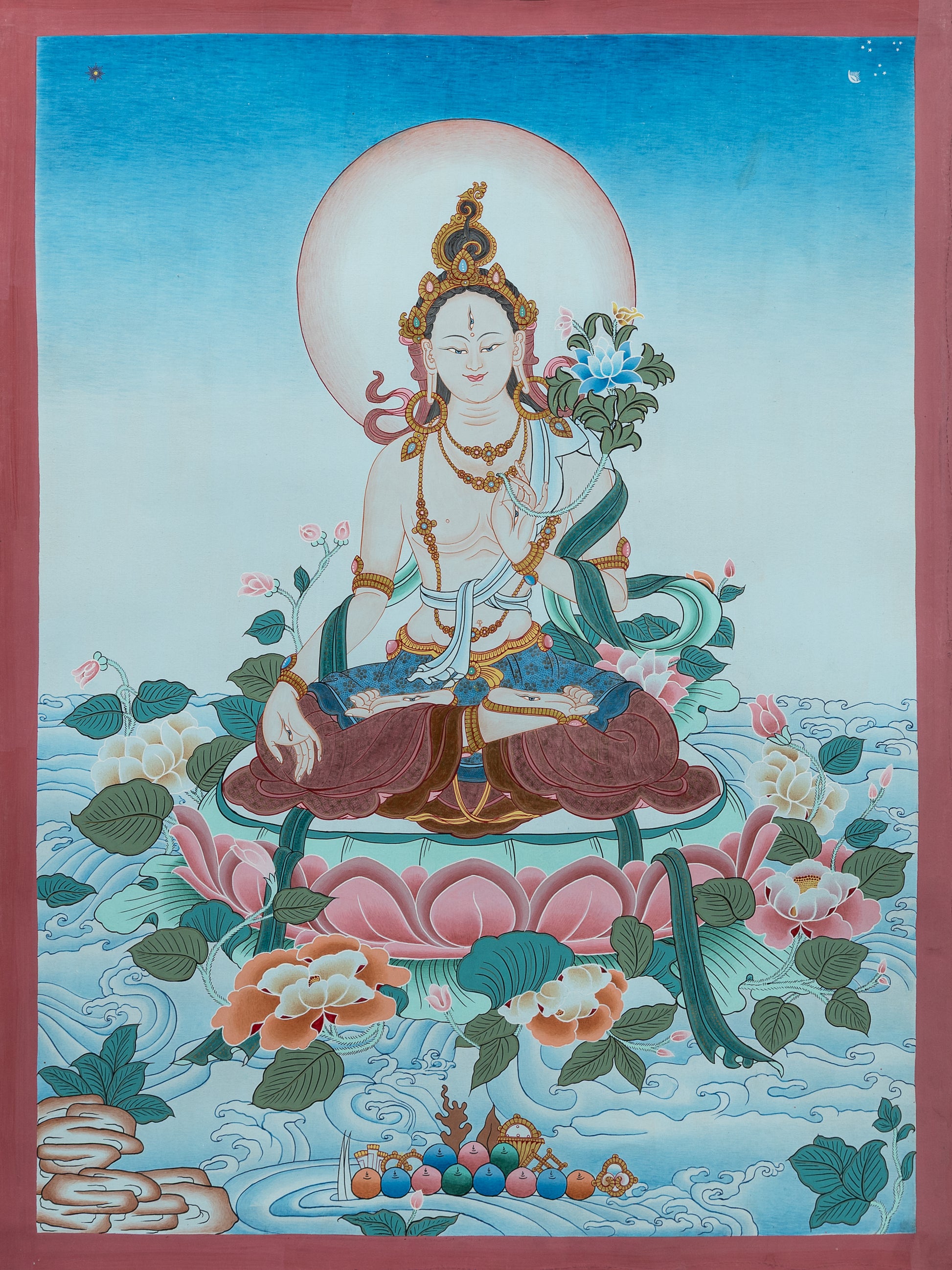 White Tara Thangka Painting