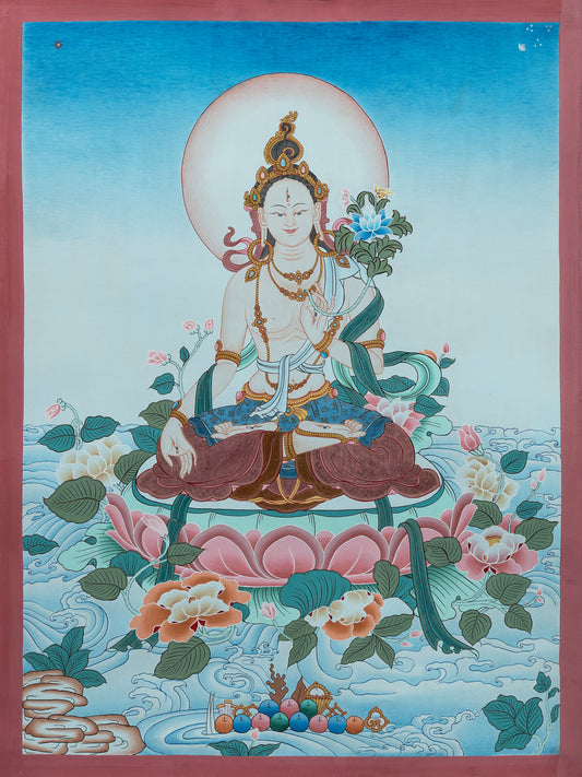 White Tara Thangka Painting
