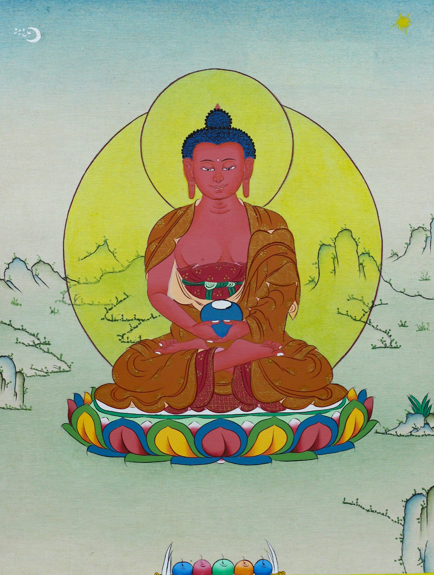 Amitabha Buddha Thangka - (9" * 12")