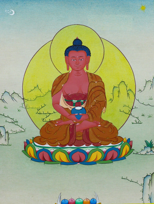 Amitabha Buddha Thangka - (9" * 12")