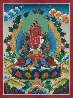 Hand-Painted Amitayus Buddha Thangka | Medium Altar Size - (11" * 15")