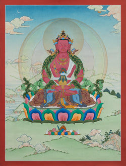 Minimal Amitayus Buddha Thangka | Canvas Fine Detail (18" * 24")