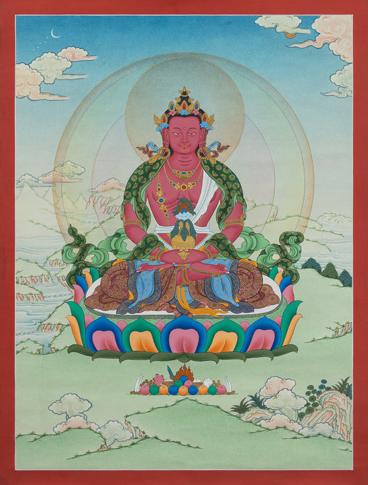 Hand Painted Amitayus Buddha Thangka