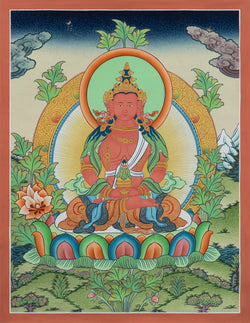 Original Hand-painted Amitayus Buddha Thangka - (15" * 20")