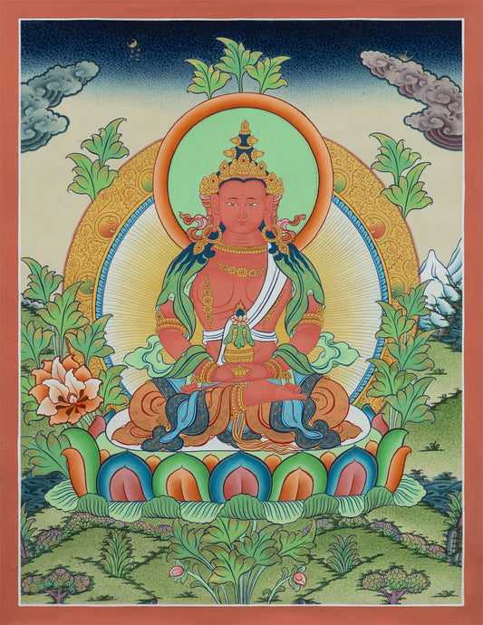 Hand Painted Amitayus Buddha Thangka