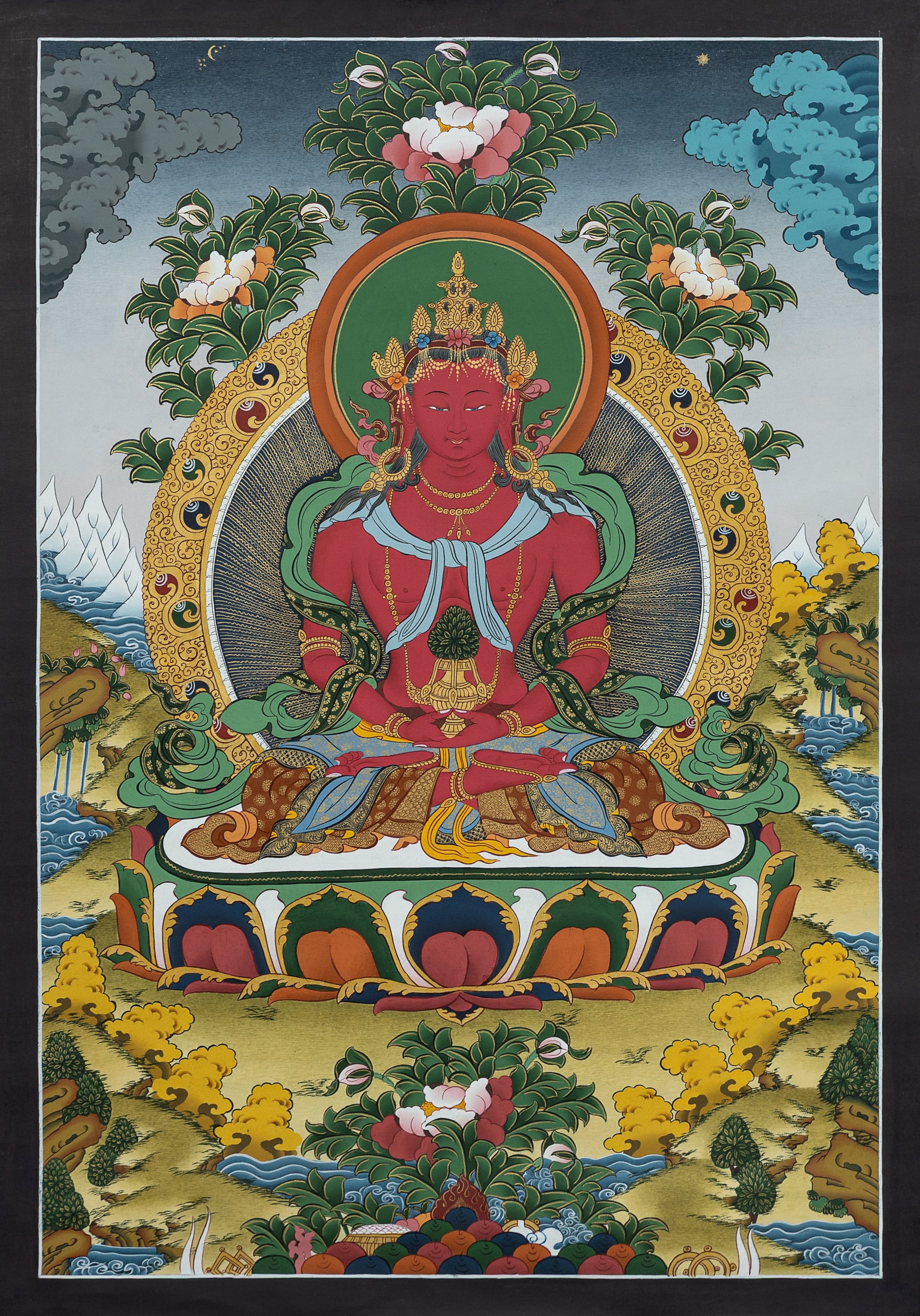 Hand Painted Amitayus Buddha Thangka