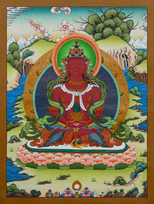 Hand Painted Amitayus Buddha Thangka