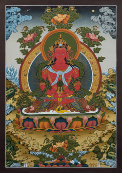 Sacred Amitayus Buddha Thangka | Large Meditation Piece - (20" * 30")